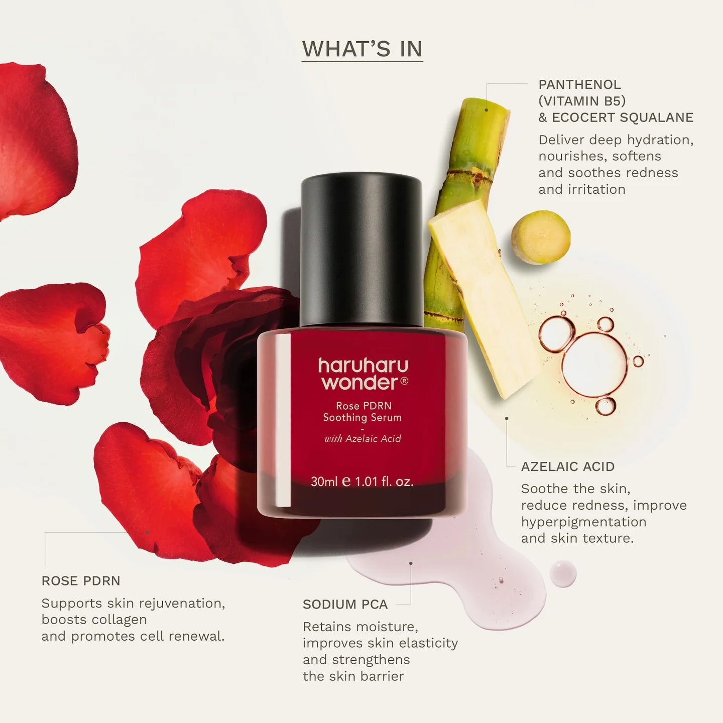 Uklidňující sérum Haruharu wonder Rose PDRN, 30ml