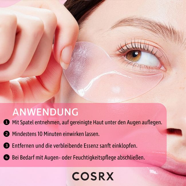 COSRX – Peptid-Kollagen-Hydrogel-Augenpads – Hydrogel-Augenpads mit Kollagen – 85 g/60 Stück