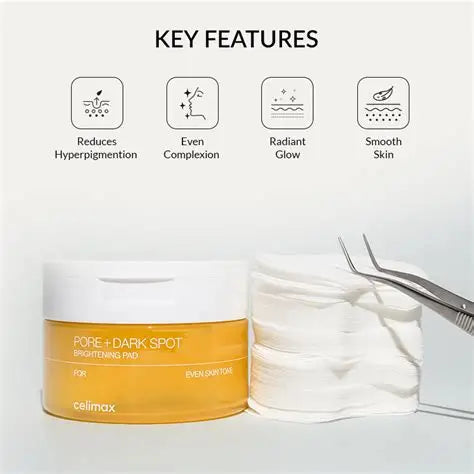 Celimax Pore+Dark Spot Brightening Pads, 40 pcs para poros dilatados y manchas de pigmento