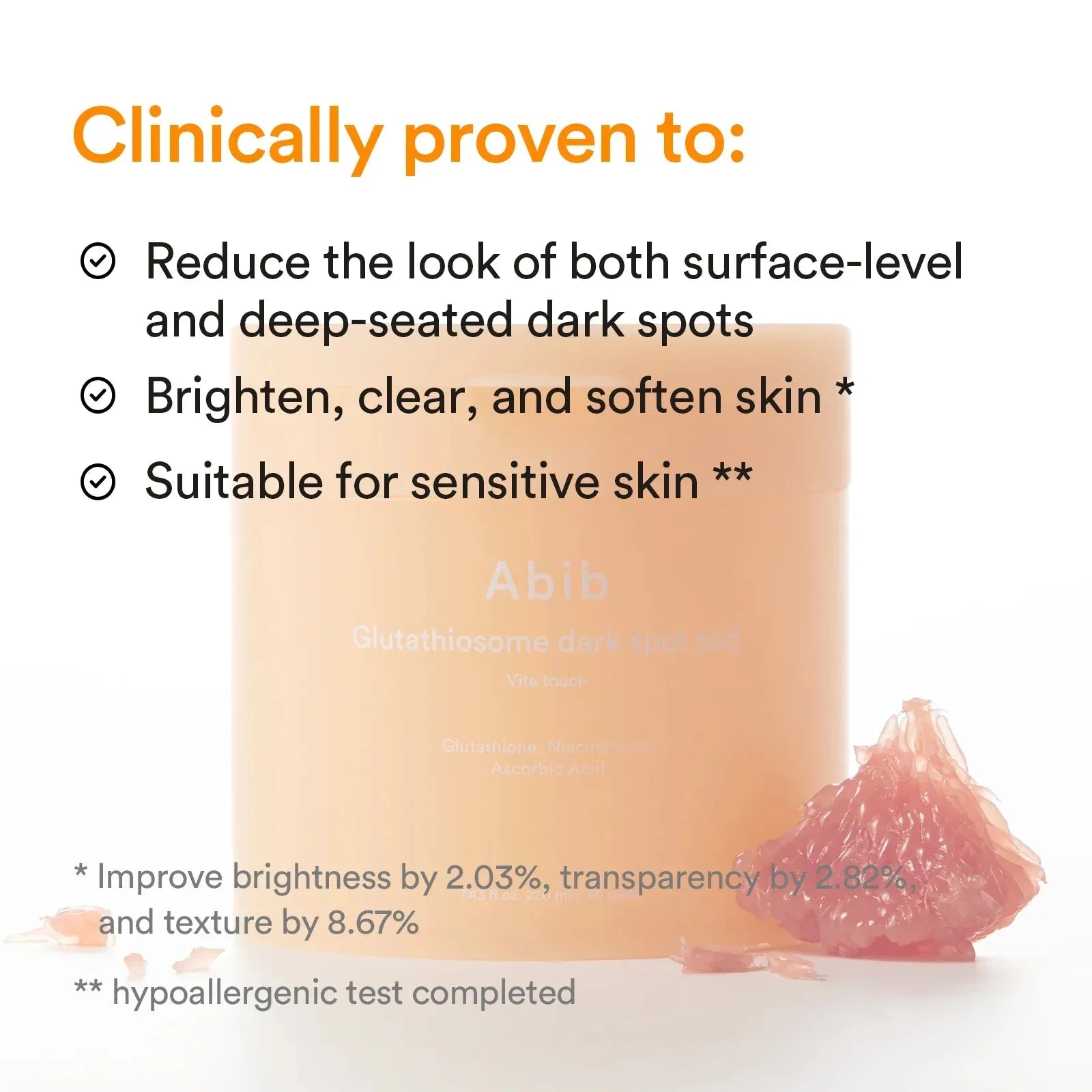 Abib Glutathiosome Dark Spot Pad Vita Touch, 60 pads, 220ml - Seoulma-skincare