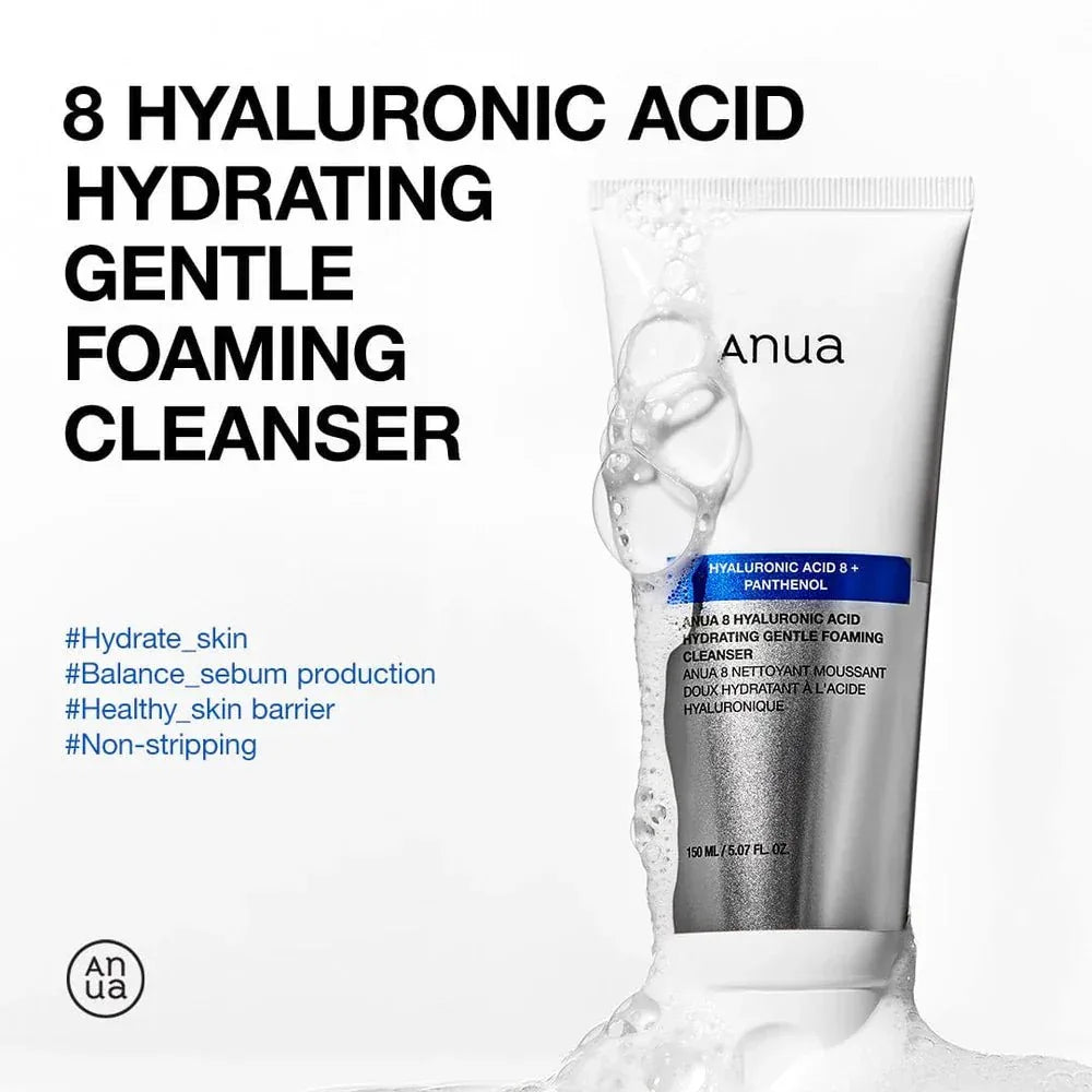 Anua – 8 Hyaluronic Acid Hydrating Gentle Foaming Cleanser, 150ml - Seoulma-skincare