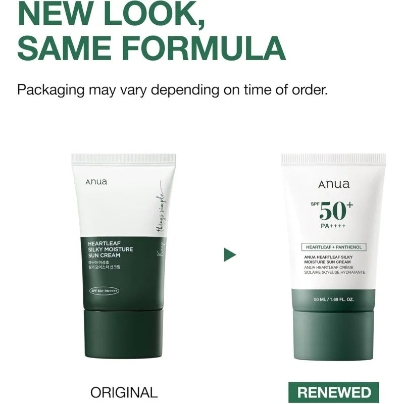 Opalovací krém Anua Heartleaf Silky Moisture SPF 50+ PA++++, 50ml