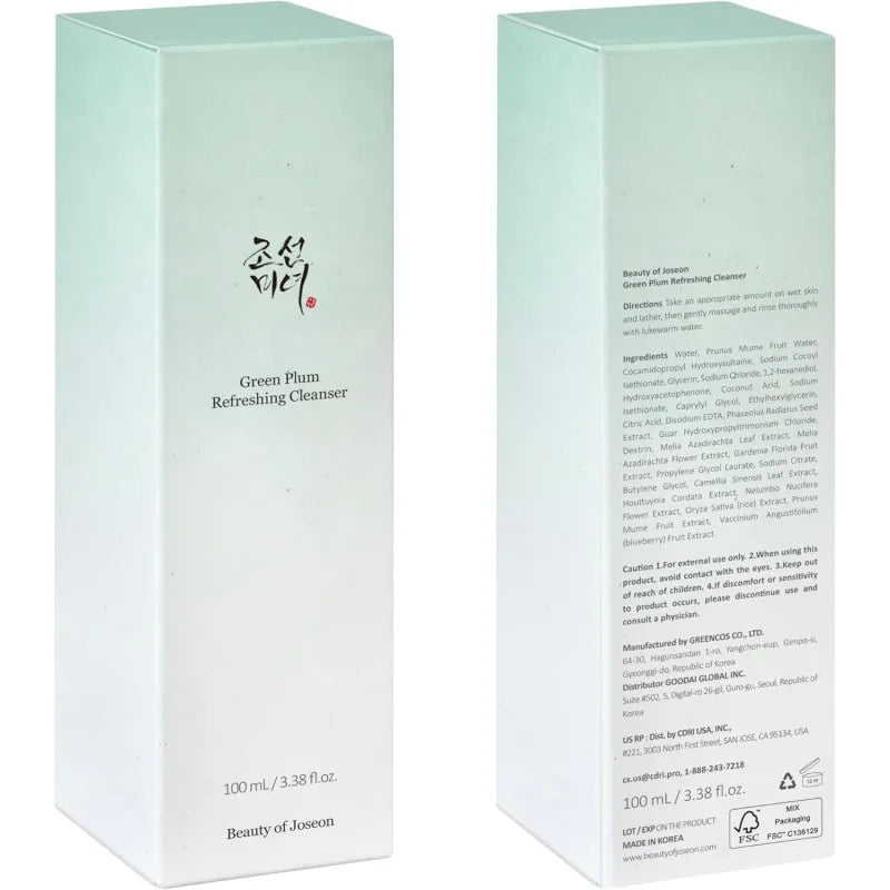 Beauty of Joseon Green Plum erfrischender Reiniger 100ml | pH-neutrales Gel-Reinigungsmittel für alle Hauttypen