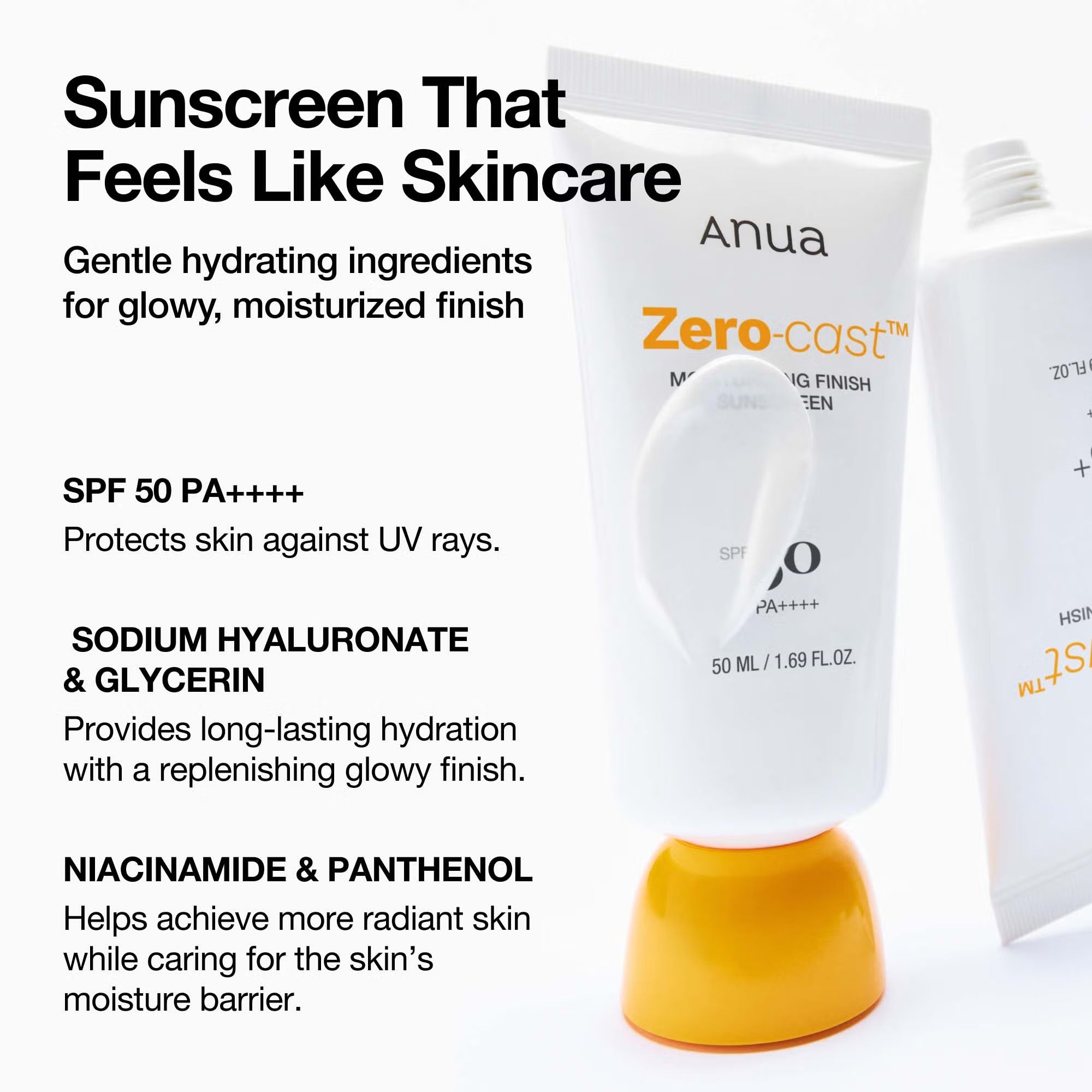 Opalovací krém Anua Zero-Cast Moisturizing Finish Broad Spectrum SPF 50, 50ml