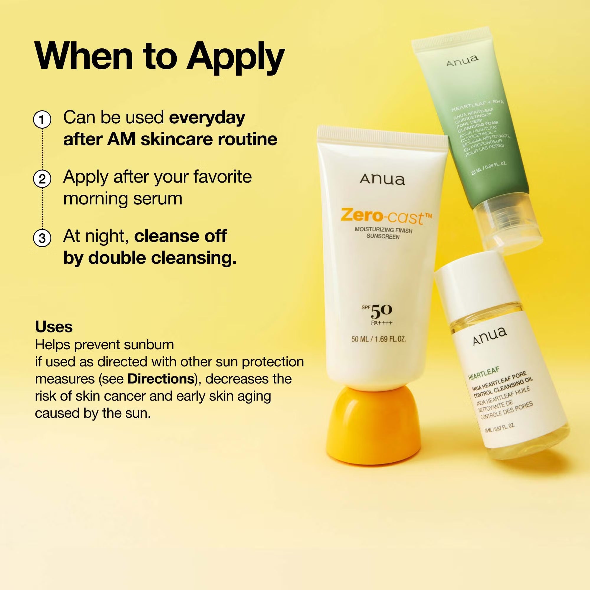 Opalovací krém Anua Zero-Cast Moisturizing Finish Broad Spectrum SPF 50, 50ml