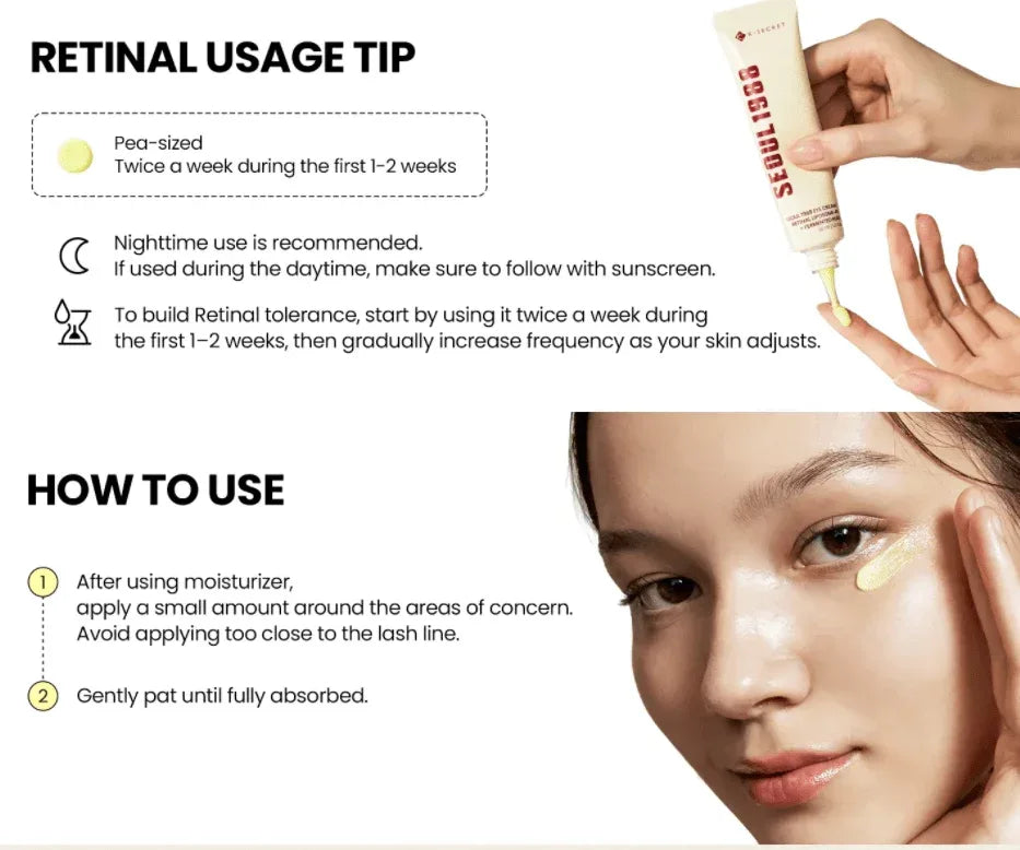 K-SECRET SEOUL 1988 Eye Cream : Retinal Liposome 4% + Fermented Bean - Seoulma-skincare