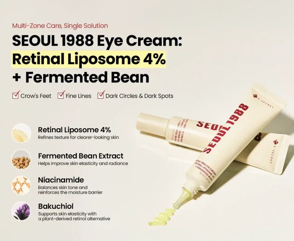 K-SECRET SEOUL 1988 Eye Cream : Retinal Liposome 4% + Fermented Bean - Seoulma-skincare